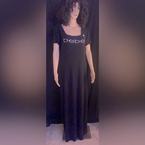 bebe short sleeve ribbed maxi dress